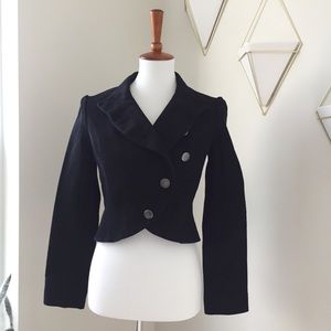 Halogen Black Ribbed Peplum Crop Jacket Small